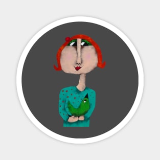 Ginger lady and emerald green bird Magnet